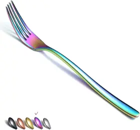 T271C-DF-6P HOMQUEN Rainbow Steel Dinner Forks Silverware Set