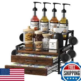 B0DT6L53B1 HOMSOROUT Coffee Syrup Rack Organizer Bottle Cup