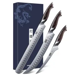 3PCS HOSHANHO Carving Knife Set High Carbon Steel Brisket