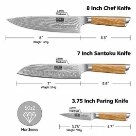 714757570067 HOSHANHO Damascus Kitchen Knife Set Ultra Sharp #2