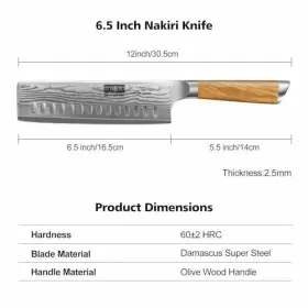 714757573556 HOSHANHO Damascus Nakiri Knife Sharp #2
