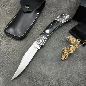 HUAAO135899 HUAAO Push Folding Knife Steel Blade Micarta