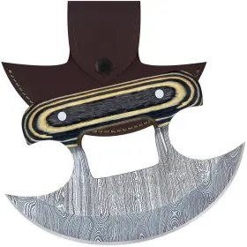 197644723928 HUNTLUX Damascus Steel Alaskan Ulu Knife Pizza