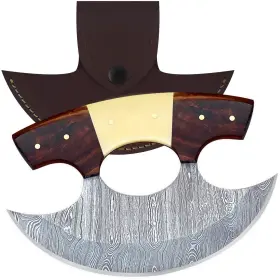 197644994403 HUNTLUX Damascus Steel Alaskan Ulu Rocker Pizza