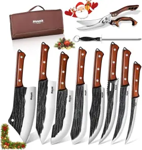 445035827889 HUUSK Butcher Knife Set Forged Chef Bag Sharp