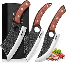 726084938670 HUUSK Butcher Knife Set Meat Cutting Forged
