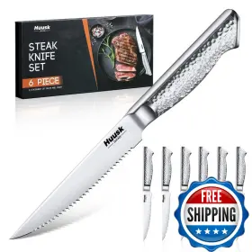 B0FNRG9PNH HUUSK Steak Knives Set Serrated Knife Dishwasher