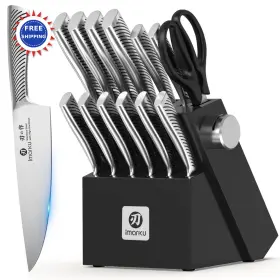 850076929916 IMARKU Knife Set Block Sharpener Steel