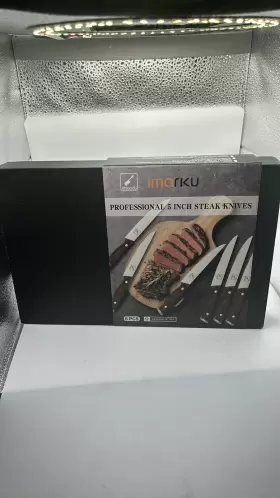 I-TD0021NPD IMARKU Steak Knives Serrated Set Pakka Wooden