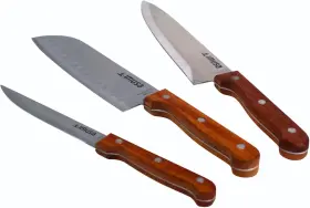 IMU-71002 IMUSA Knife Set Wood Handle Chef Santoku