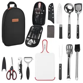 CAMPING9PCS ISFORU Camping Set Kitchen Utensil Organizer