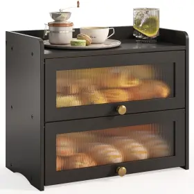 B0FYFSMTPF JANSNIMEN Bread Box Kitchen Countertop Wooden