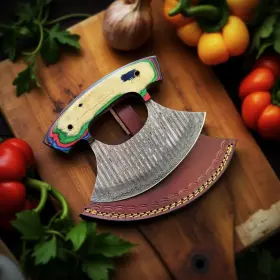 427305588294 JAYGER Handmade Ulu Knife Damascus Steel Rocker