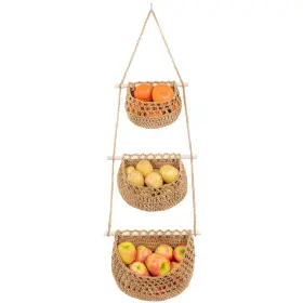 B0FJLRZQWM JMZ HOME Fruit Basket Wall Storage Macrame Boho