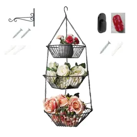 B0F38J3GNV JUNCHU CHERRY Wire Fruit Basket Kitchen Bathroom