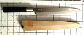 6721Y KAI Wasabi Steel Knife Yanagiba Wooden Blade Protector