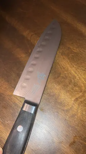 KDM0007 KAI Santoku Knife Steel Blade Wood Handle