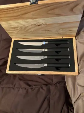 897084910389 KAMIKOTO Steak Knives Set Ash Wood Box