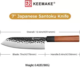 Z2040106K KEEMAKE Santoku Knife Chef Steel Sushi Slicing #3