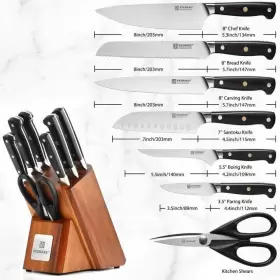 Z2050008K KEEMAKE Kitchen Knife Set Block Razor Sharp Chef #2