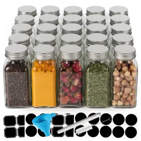 B09TQWK9QM KEKETIN Glass Spice Jars Shaker Lids Labels Funnel