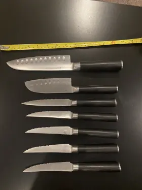 733652112691 KENDO KNIFE Superior Steel Set Santoku Serrated #2