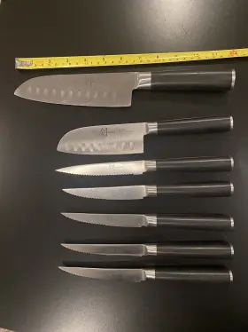 733652112691 KENDO KNIFE Superior Steel Set Santoku Serrated