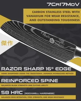 KES23071 KESSAKU Santoku Knife Samurai Razor Sharp Kitchen #3