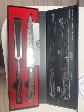 KES23088 KESSAKU Meat Carving Knife Fork Set Samurai #2