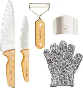 W2401 KIBBIDEA Kids Knife Set Steel Wooden Handle Knives