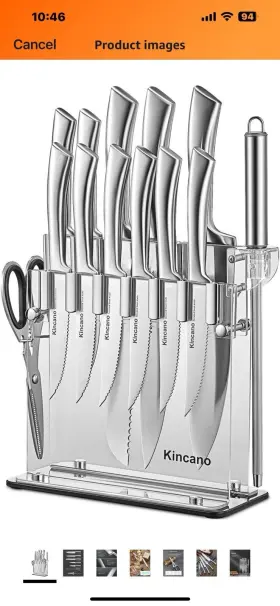 KF-K3-HB128 KINCANO High Carbon Steel Knife Set Chef Acrylic #3