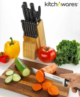 712376862532 KITCH N WARES Knife Set Wooden Block Chef Bread #3
