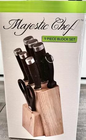 J-371784 KITCHEN Majestic Chef Steal Block Knives Cabin Set