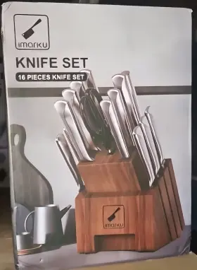 X003F1H3QL KITCHEN Imarku Hammered Knife Set Block