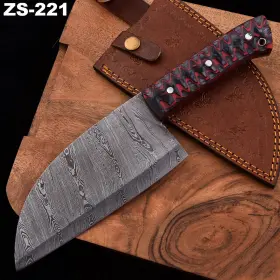 ZS-221 KITCHEN Damascus Steel Blade Wood Handle Meat Cleaver