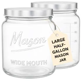 B0DZW57NG9 KITCHENTOOLZ Mason Mouth Half Gallon Glass Jar Lid