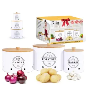 B09NK8W5QX KITO LIVING Canister Set Potato Onion Garlic Bins