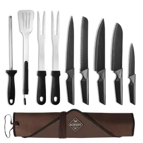 1006-KS-10PCS-SR KOFERY Chef Knife Set Roll Bag High Carbon