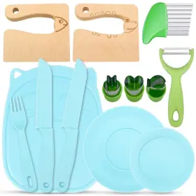 772093212102 KOLODOGO Kids Wooden Kitchen Knife Set Wood Cute