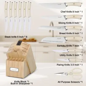 768523353286 KUISINE Kitchen Chefs Knife Set Block Utensils #3
