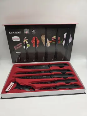 KS-0557 KUNSION Marble Coated Knife Set Peeler