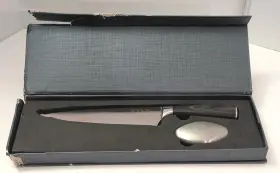 696598650460 KUTT Chef Knife Carbon Steel Wood Handle
