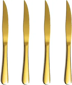 705353829192 KYRATON Steak Knife Set Kyrtaon Golden Serrated