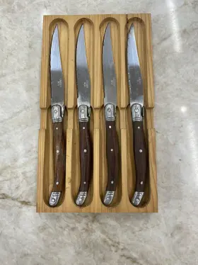 3684622 LAGUIOLE Steak Knife Set Wooden Holder Rosewood Tang
