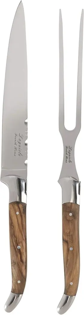 692786817769 LAGUIOLE French Olivewood Carving Knife Fork Set