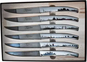 810113 LAGUIOLE Roger Orfevre Theirs Steak Knife Set Cities