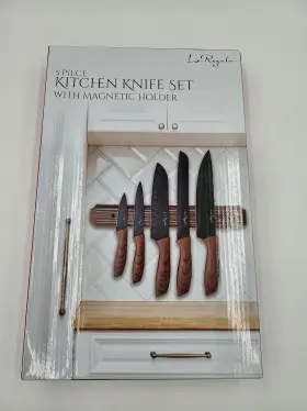 HW1295 LE REGALO Kitchen Knife Set Magnetic Holder Chef Bread