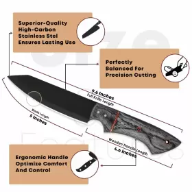 GK-203 LEATHER PHOBIA Kitchen Knife Set Stonewashed Steel #2