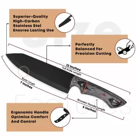 GK-203 LEATHER PHOBIA Kitchen Knife Set Stonewashed Steel #3