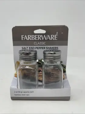 5216093 FARBERWARE Steel Glass Salt Pepper Shakers